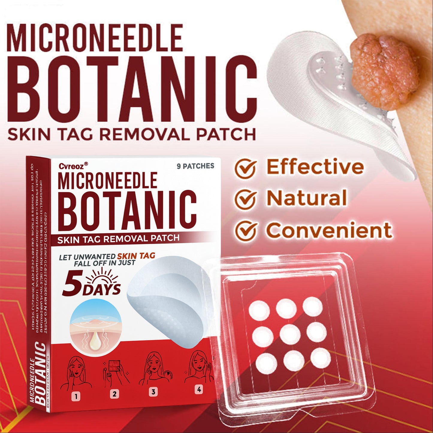 Cvreoz® MicroNeedle Botanic Skin Tag Removal Patch 🇺🇸 Made in the USA