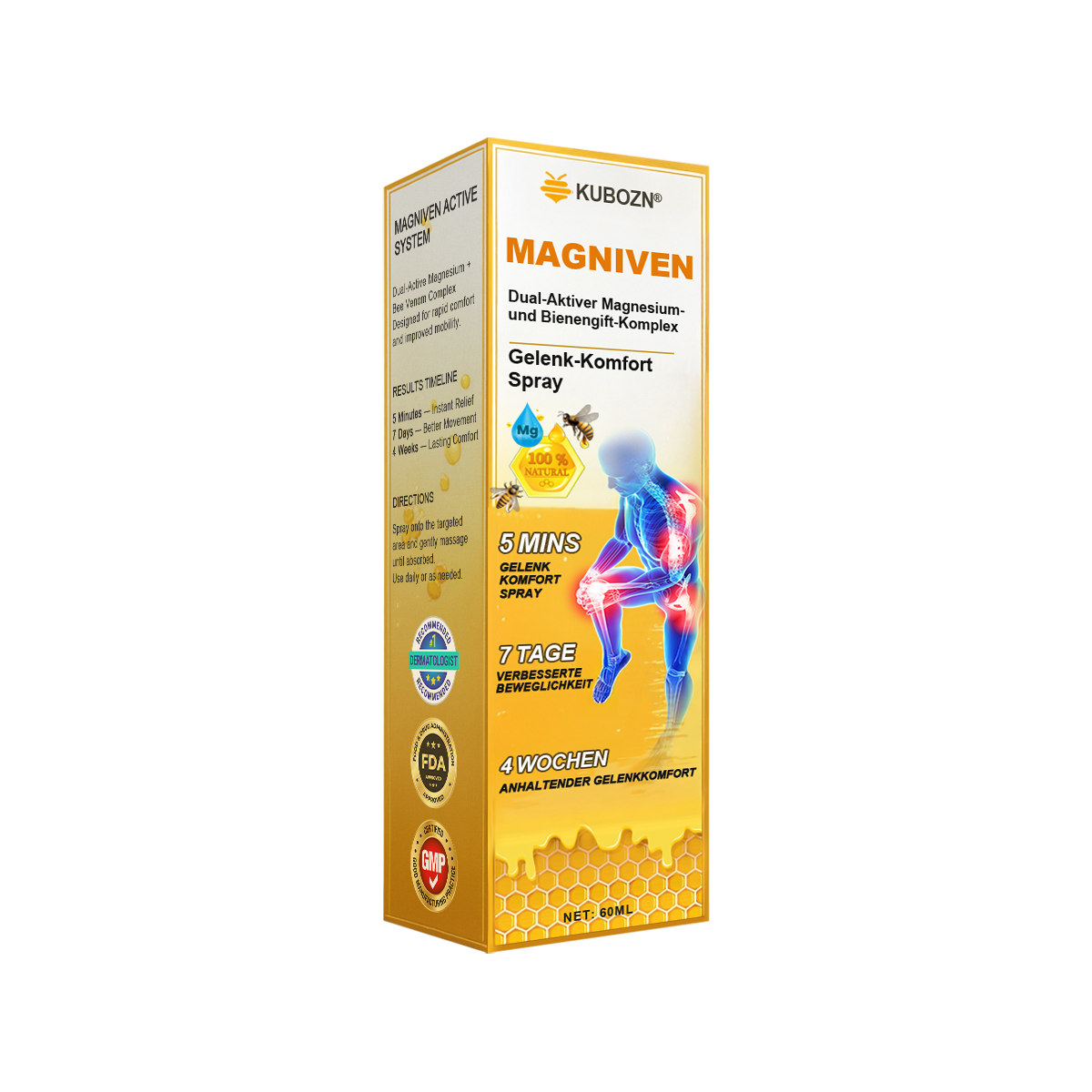 🇺🇸🏅  KUBOZN® MagniVen Magnesium & Bee Venom Joint Spray – 5 Min Relief · 7 Day Mobility · 4 Week Comfort
