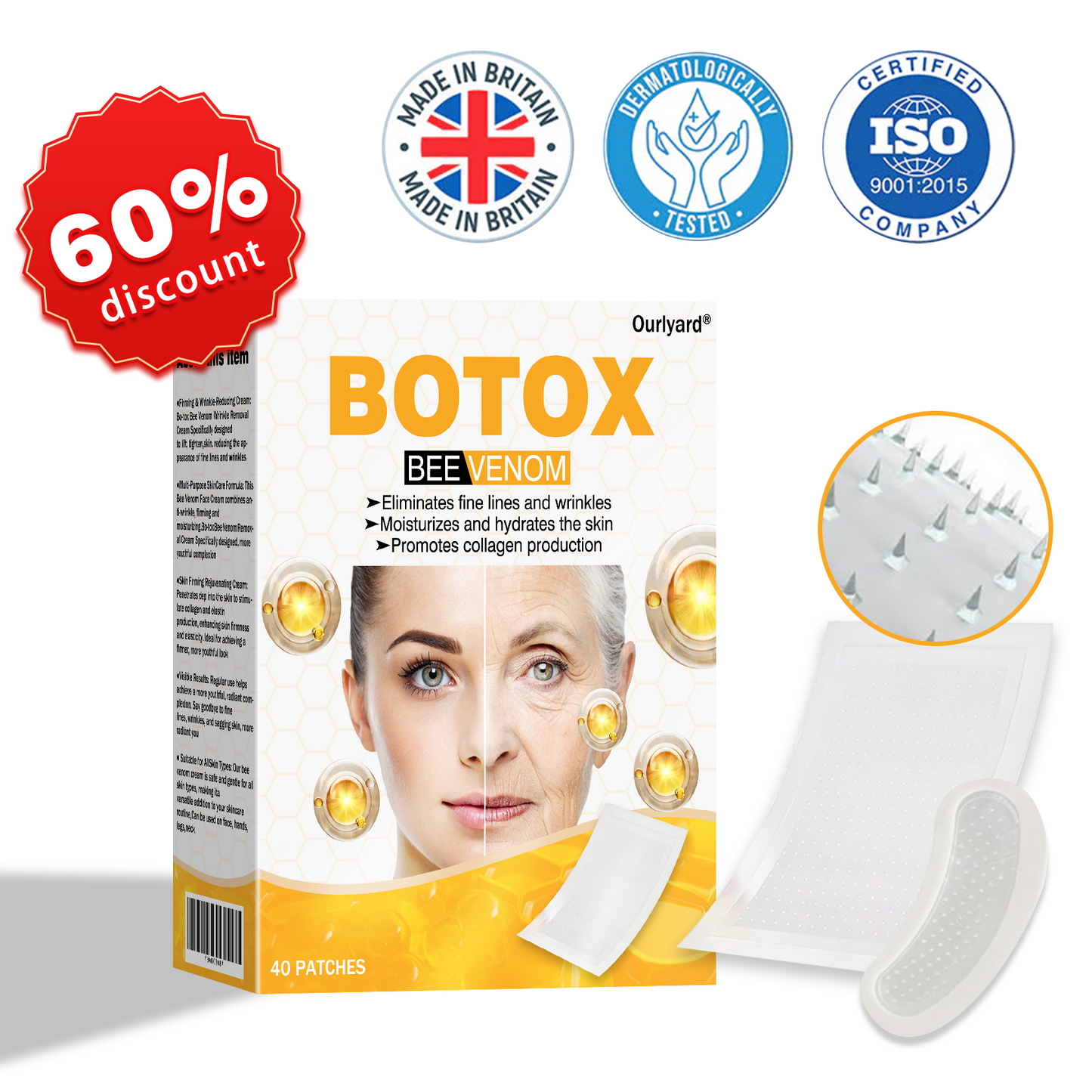 (🔥Made and Shipped from UK✅) Ourlyard® Botox Bee Venom Wrinkle Removal Microdarts Patch- LAST DAY 60% OFF