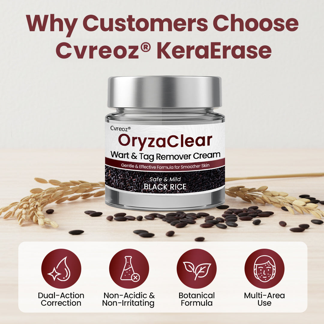 ⭐ Cvreoz® OryzaClear – Black Rice Power Cream for Skin Tags & Bumps · Gentle Plant-Based Softening Formula
