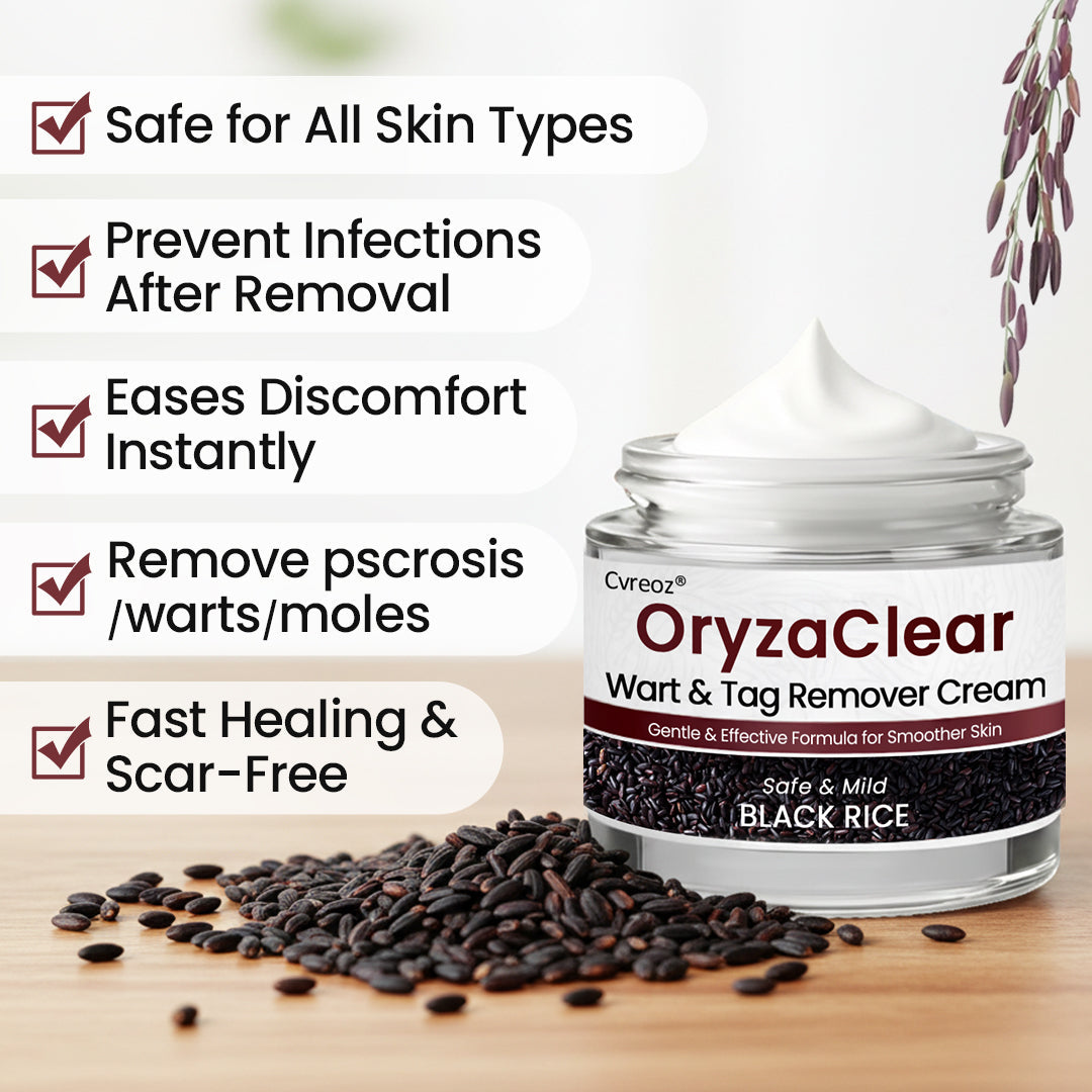 ⭐ Cvreoz® OryzaClear – Black Rice Power Cream for Skin Tags & Bumps · Gentle Plant-Based Softening Formula
