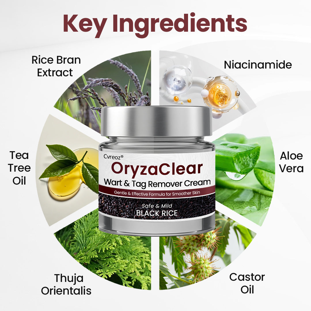 ⭐ Cvreoz® OryzaClear – Black Rice Power Cream for Skin Tags & Bumps · Gentle Plant-Based Softening Formula