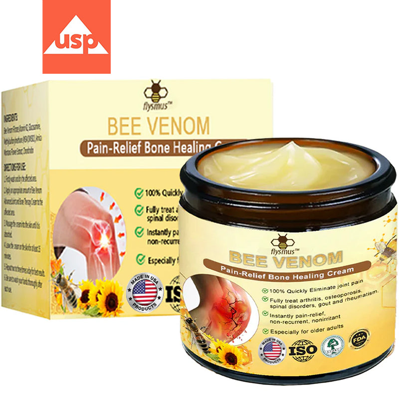 ✅Official Store: flysmus™ Bee-Venom Pain-Relief Bone Healing Cream👨‍⚕️United States Pharmacopeia (USP) Approved(Reducing joint swelling, pain, stiffness, warmth,redness,  soreness, and joint fatigue)