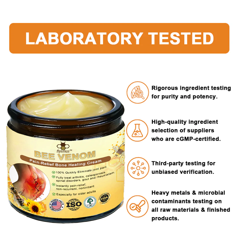 ✅Official Store: flysmus™ Bee-Venom Pain-Relief Bone Healing Cream👨‍⚕️United States Pharmacopeia (USP) Approved(Reducing joint swelling, pain, stiffness, warmth,redness,  soreness, and joint fatigue)
